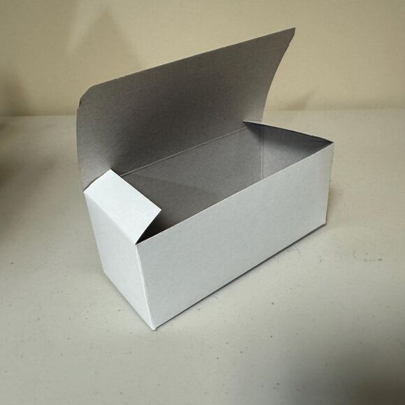 NWT Gift Boxes 65 Uline White Glossy 7"x3"x 3" S-13225 Tuck Fold Cardboard Stock - Picture 1 of 6